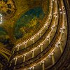 The ceiling has scenes depicting music, dance, drama, and a homage to Carlos Gomes. O teto tem cenas mostrando música, dança, drama e uma homenagem a Carlos Gomes. : Amazonas, Brazil, Manaus, Opera House, Teatro Amazonas