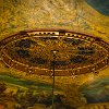 The painting in the center is a view of someone standing underneath the Eiffel Tower and looking up. A pintura no centro mostra a vista que alguém tem ao olhar de baixo para cima na Torre Eifel. : Amazonas, Brazil, Manaus, Opera House, Teatro Amazonas